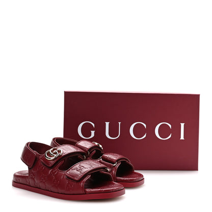Gucci Guccissima GG Embossed Womens Sandals 37 Rosso Ancora 9 of 10