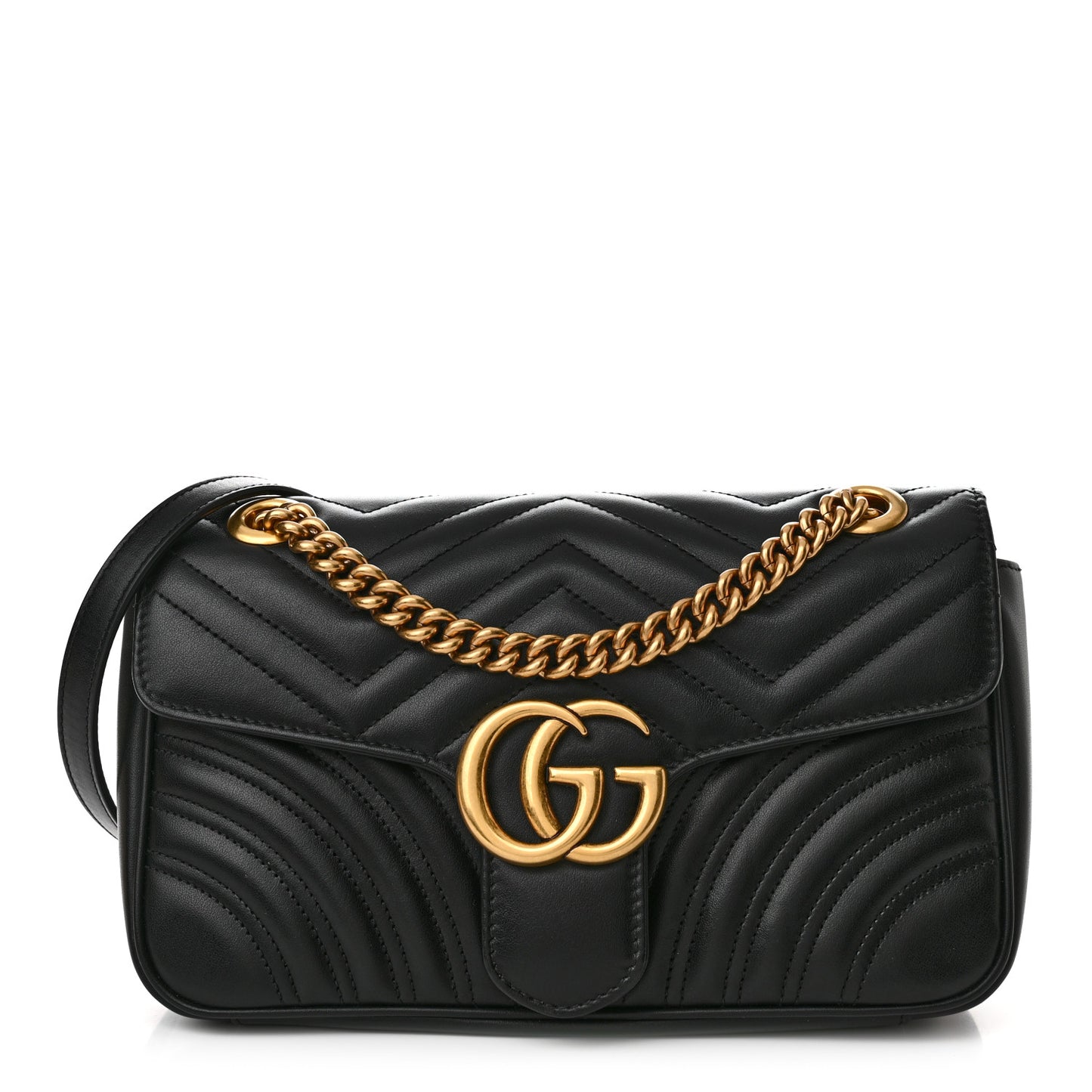 Calfskin Matelasse Small GG Marmont Shoulder Bag Black