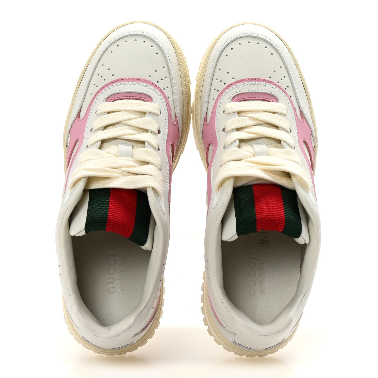Gucci Calfskin Womens Re-Web Sneakers 36 White Pink 2 of 10