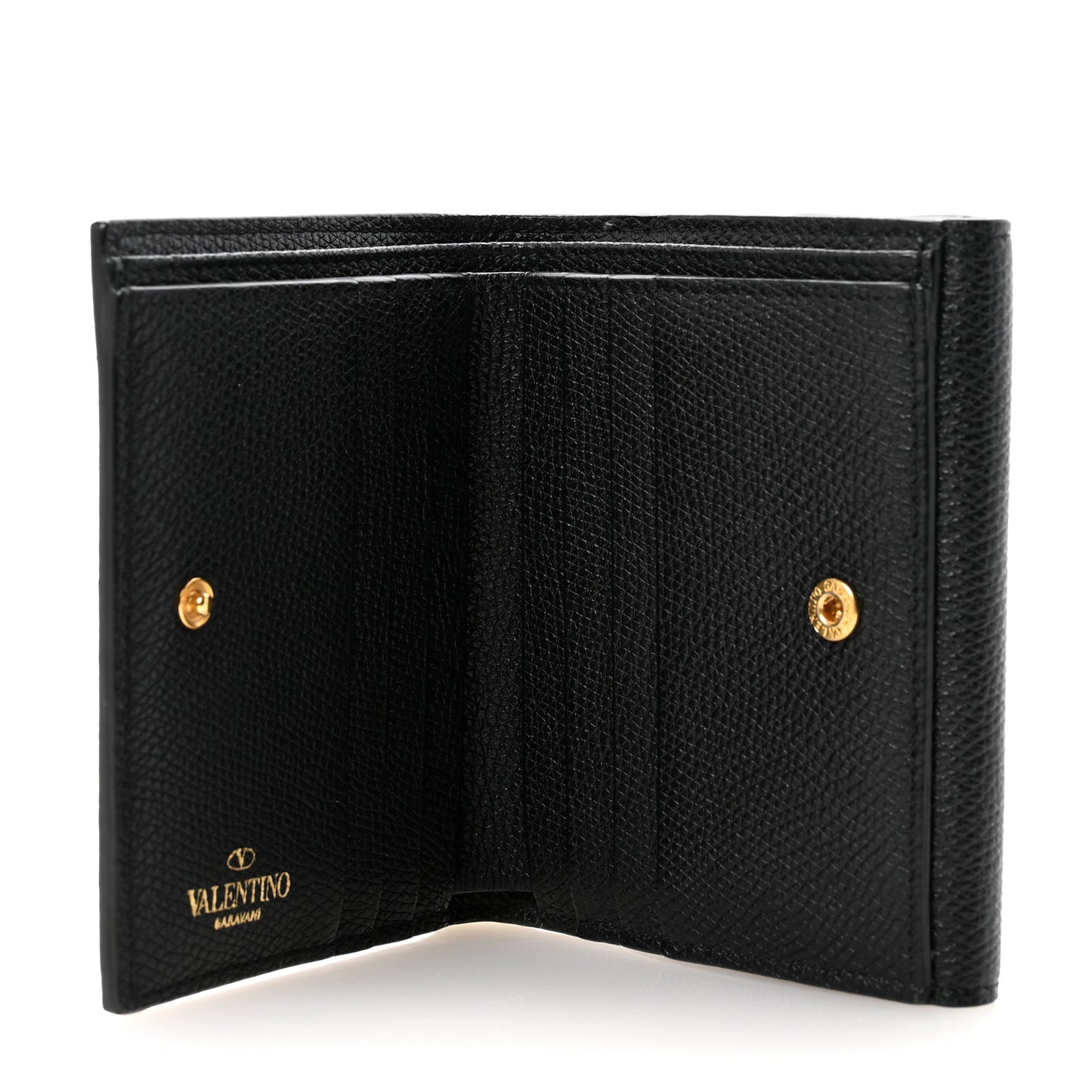 Grainy Calfskin VSling Compact Wallet Black