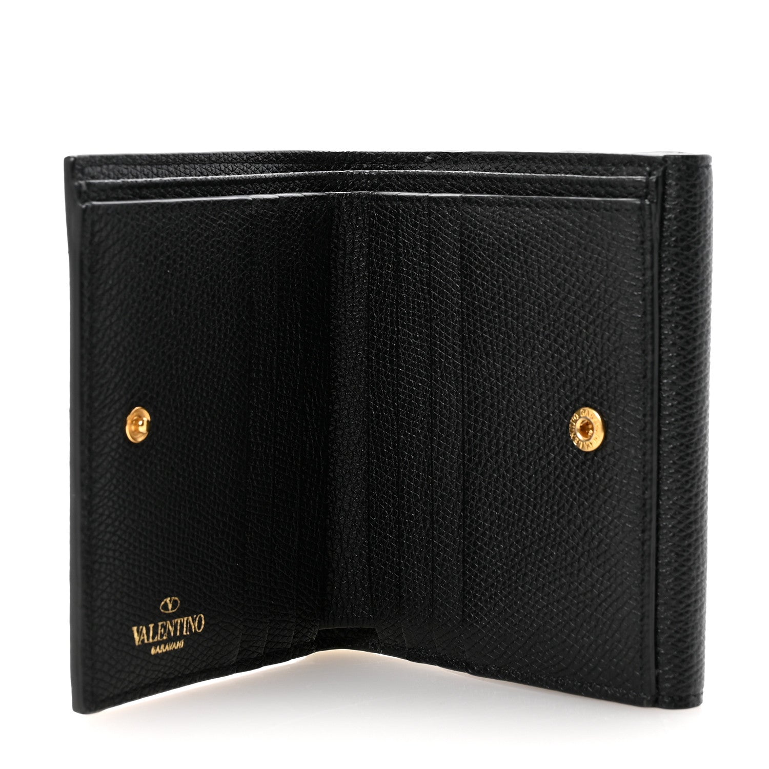 Valentino Garavani Grainy Calfskin VSling Compact Wallet Black 5 of 6