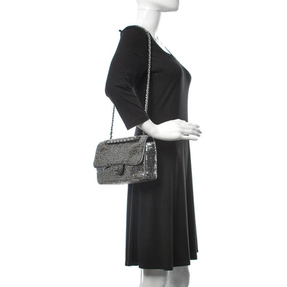 Chanel Sequin Mesh Medium Single Flap Silver 2 of 10