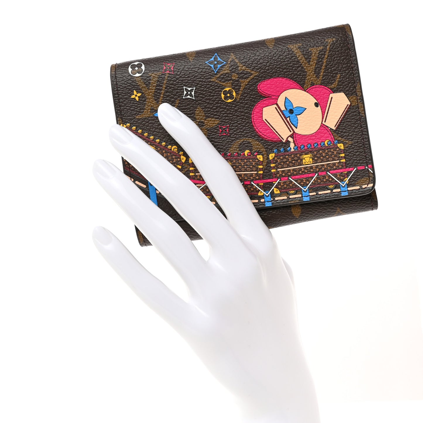 LOUIS VUITTON Monogram 2020 Christmas Animation Roller Coaster Victorine Wallet Pivoine