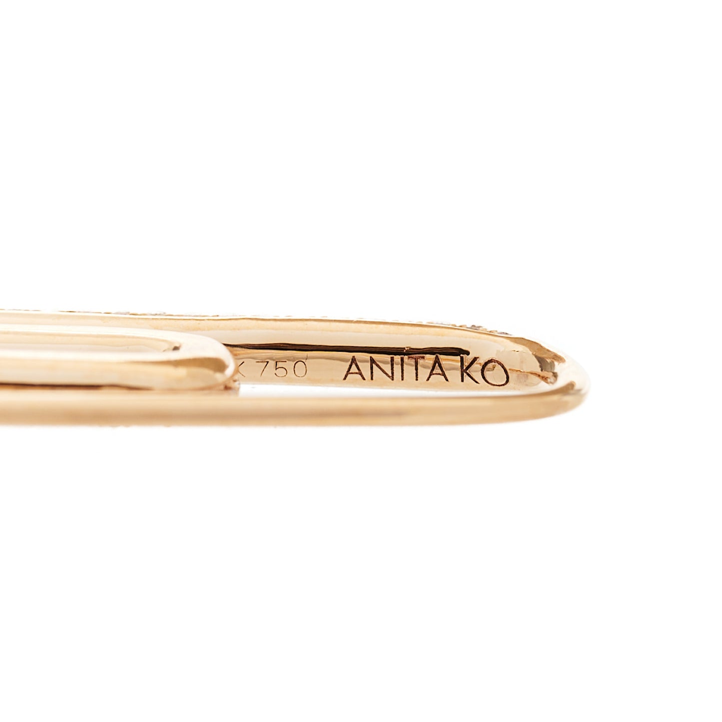 18K Rose Gold Diamond Paper Clip Earring