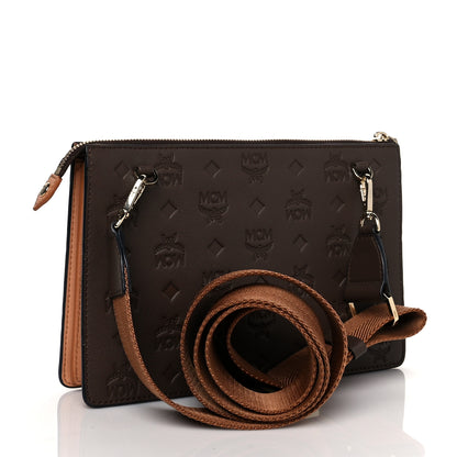 MCM Calfskin Monogram Mini Klara Crossbody Bag Chessnut 3 of 10