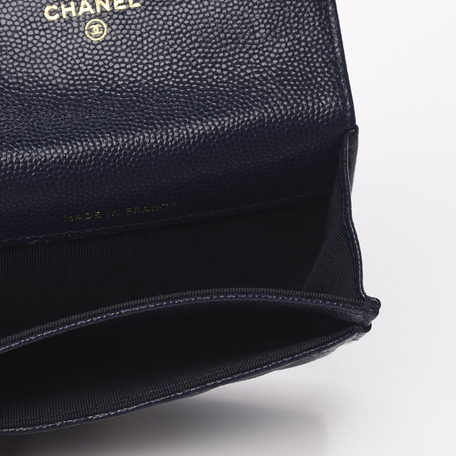 Chanel Caviar Quilted Flap Card Holder Wallet Navy Blue 5 of 9
