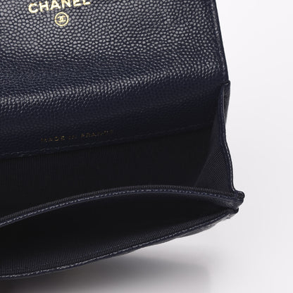 Chanel Caviar Quilted Flap Card Holder Wallet Navy Blue 5 of 9