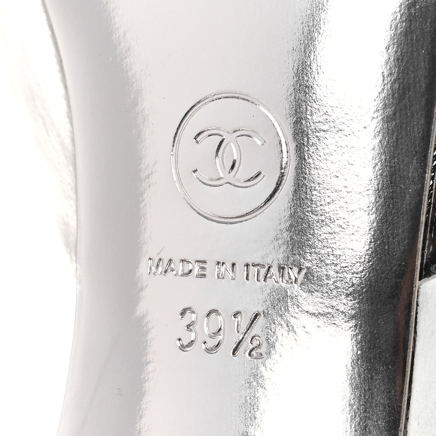 Metallic Goatskin CC Mules 39.5 Silver