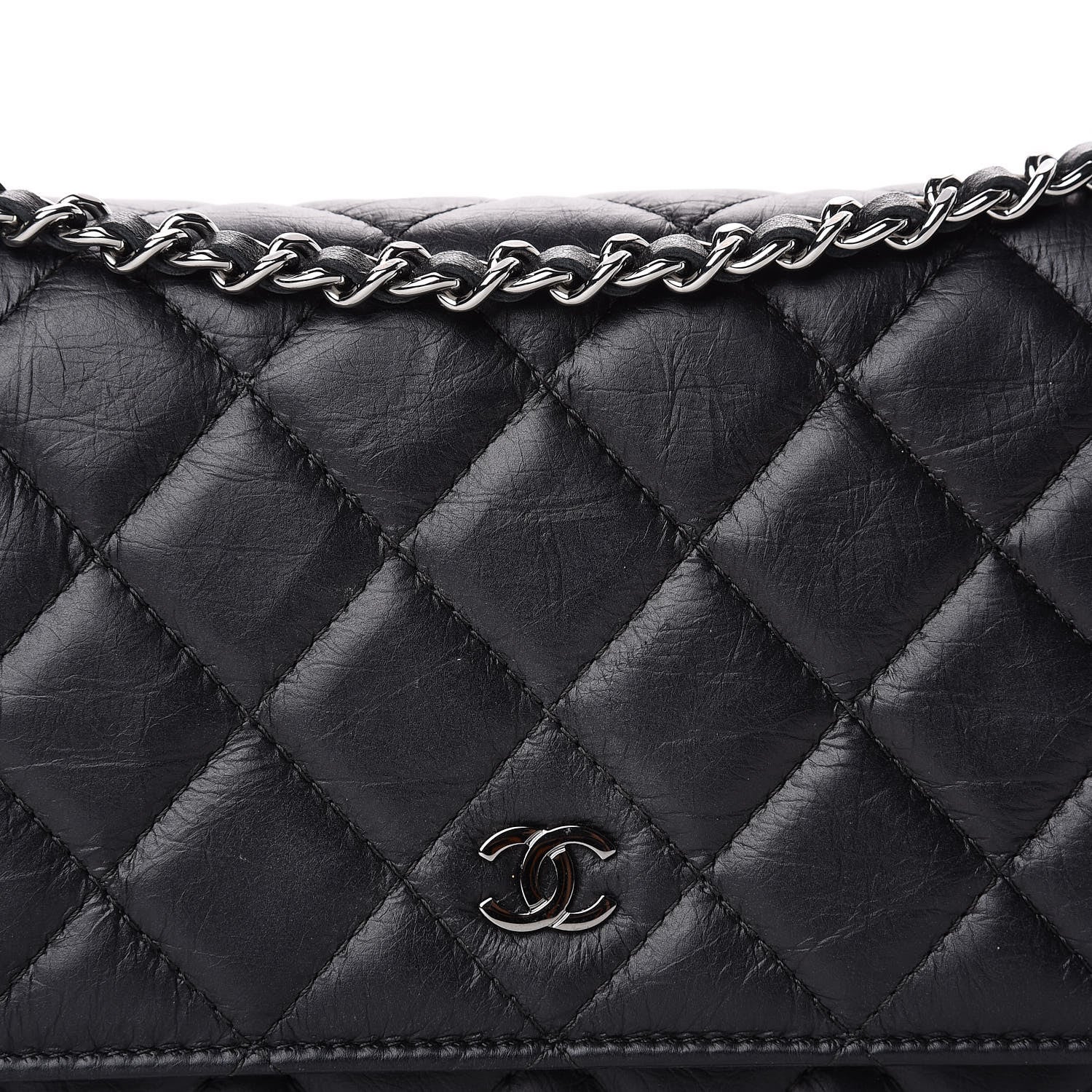 Chanel Aged Calfskin Quilted Tassel Wallet On Chain WOC Black 10 of 10