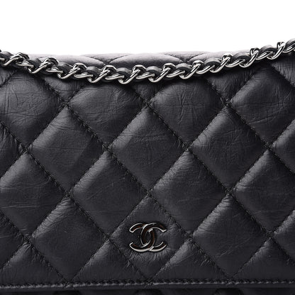 Chanel Aged Calfskin Quilted Tassel Wallet On Chain WOC Black 10 of 10