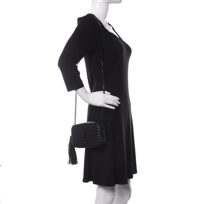Saint Laurent Grain De Poudre Matelasse Monogram Mini Lou Camera Bag Black 2 of 9