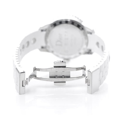 Christian Dior Stainless Steel Rubber Diamond Sapphire 33mm Christal Quartz Watch White 5 of 5