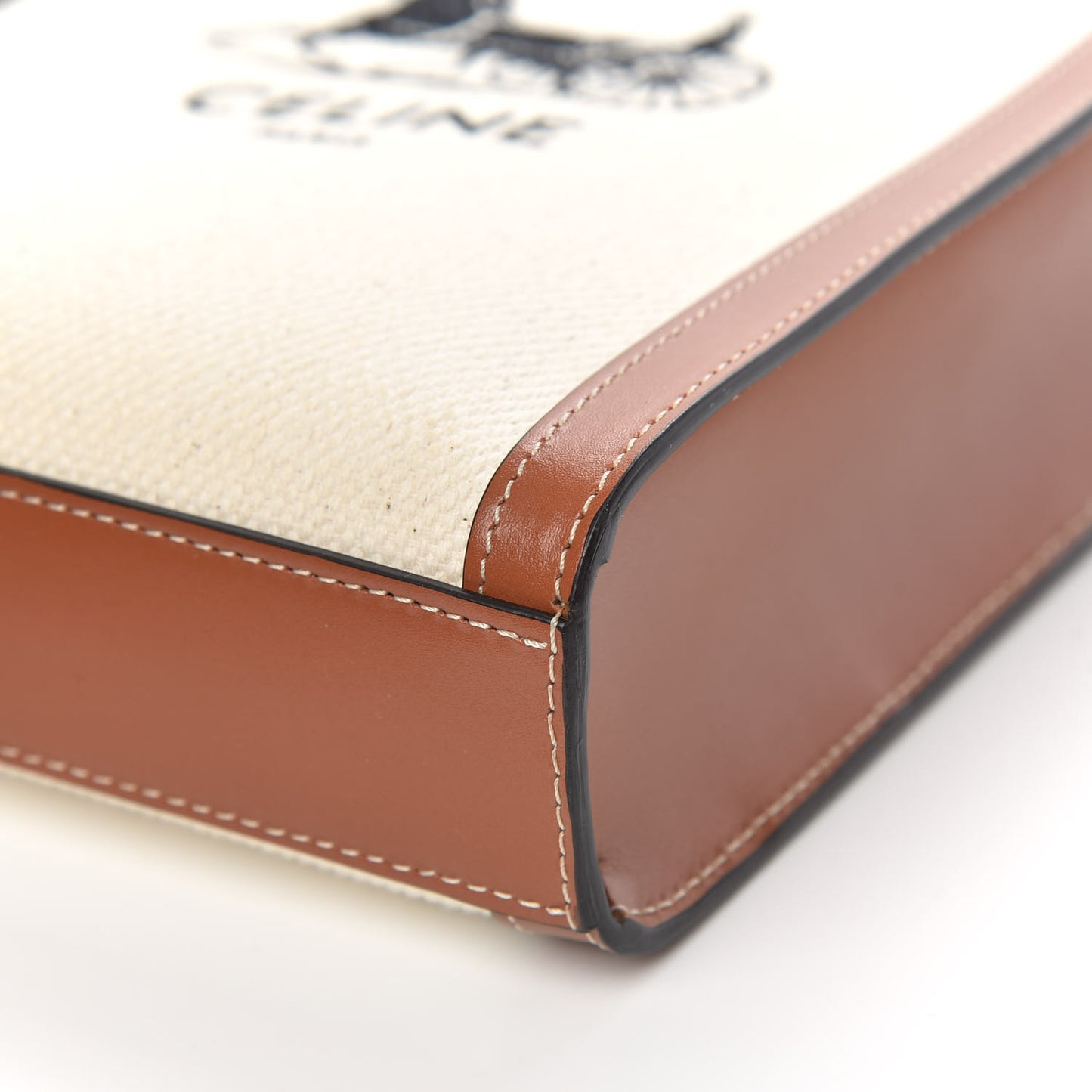 Canvas Calfskin Sulky Print Mini Vertical Cabas Natural Tan
