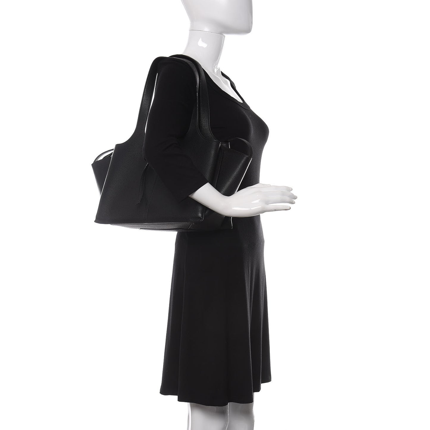 Baby Grained Calfskin Small Tri-Fold Bag Black