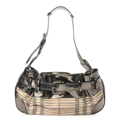 Burberry Metallic Patent House Check Sliced Beaton Pewter 1 of 10