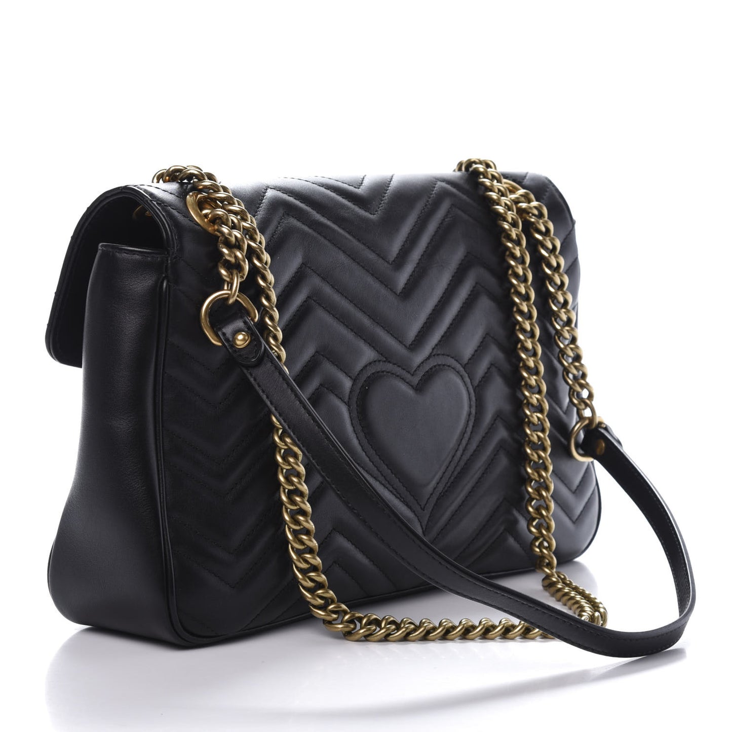Calfskin Matelasse Medium GG Marmont Shoulder Bag Black
