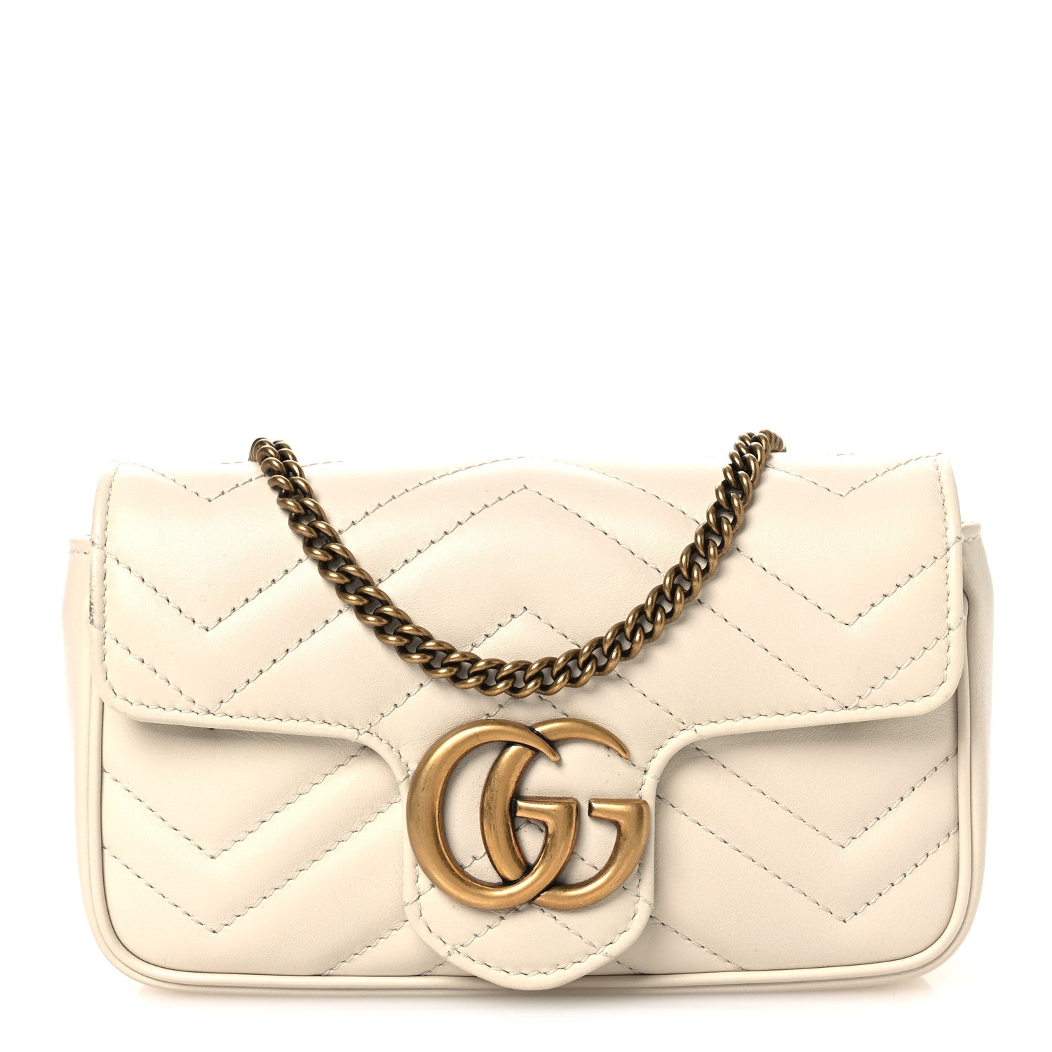 Gucci Calfskin Matelasse Super Mini GG Marmont Shoulder Bag White 1 of 10