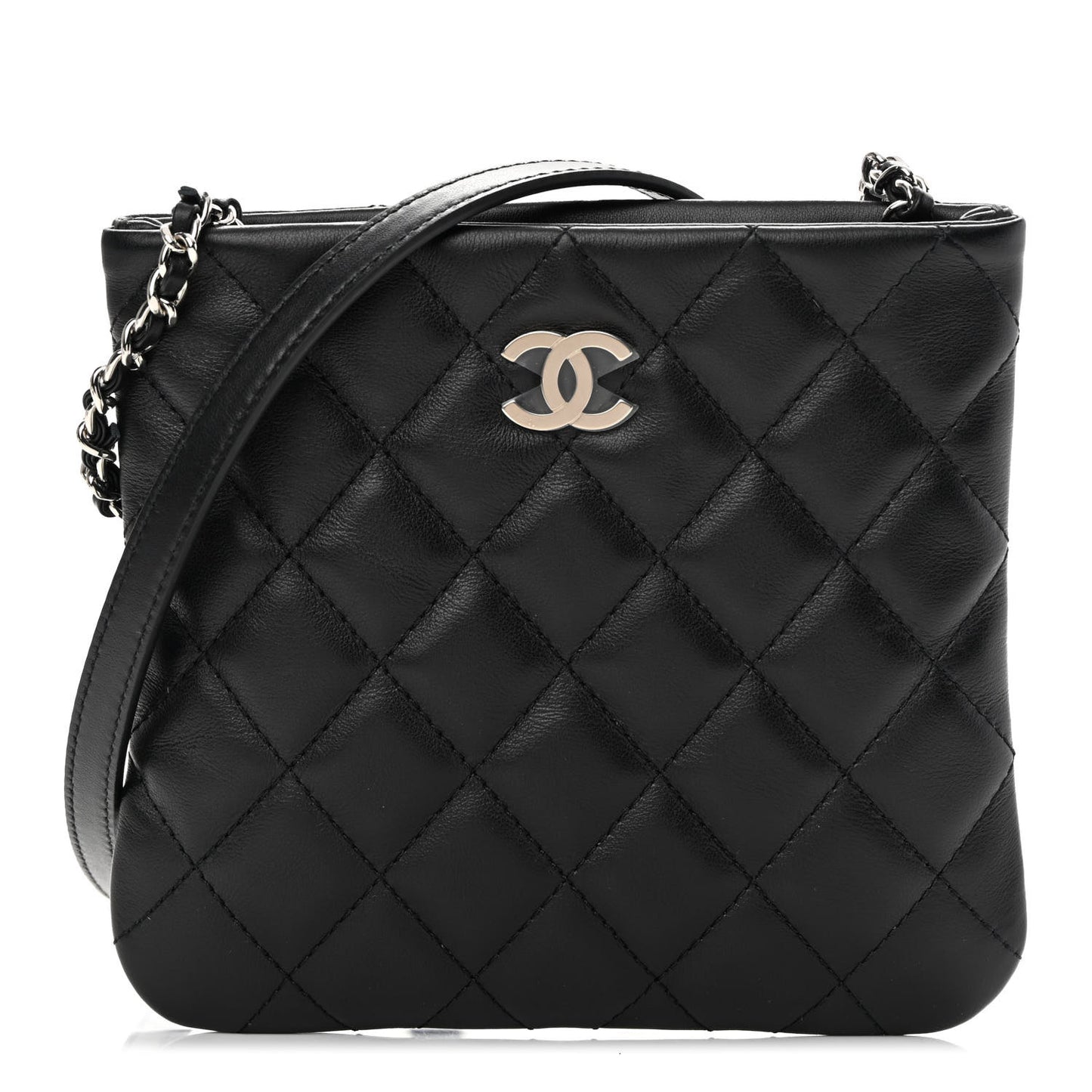 Lambskin Quilted Crossbody Bag Black