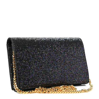 Saint Laurent Glitter Classic Monogram Chain Wallet Black Multicolor 3 of 10