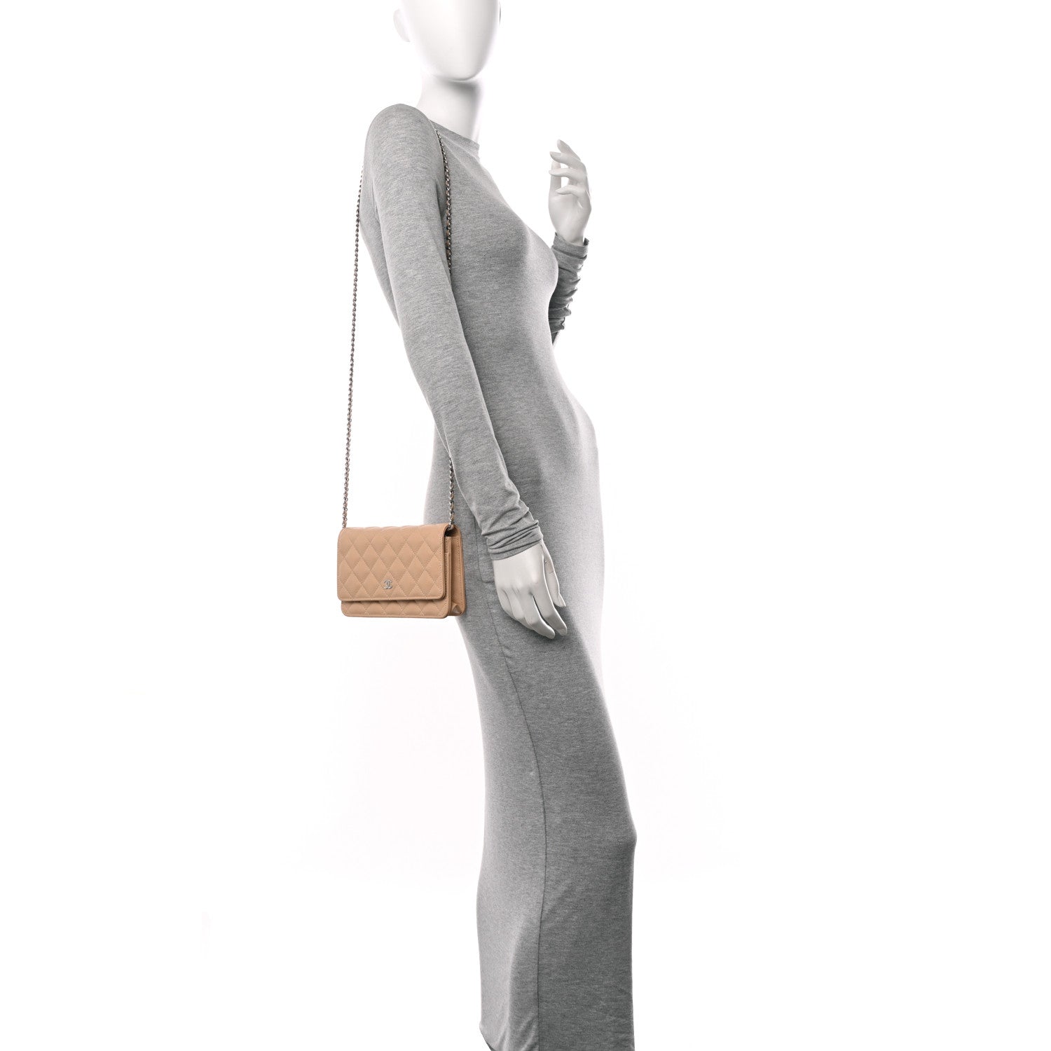 Chanel Caviar Quilted Wallet On Chain WOC Beige 2 of 11