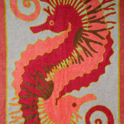 Hermes Cotton Terry Hippocampe Sea Horse Beach Towel 1 of 6