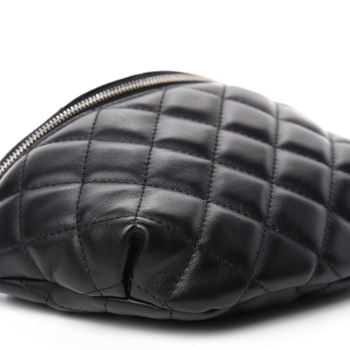 Grained Calfskin Quilted Waist Belt Bag Black