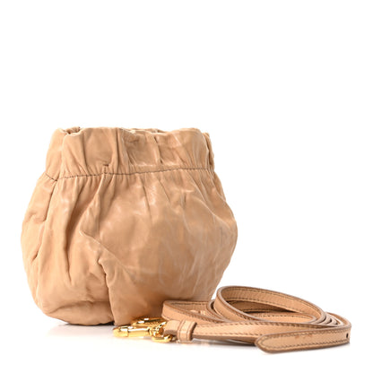Prada Nappa Antique Bucket Bag Beige 2 of 9