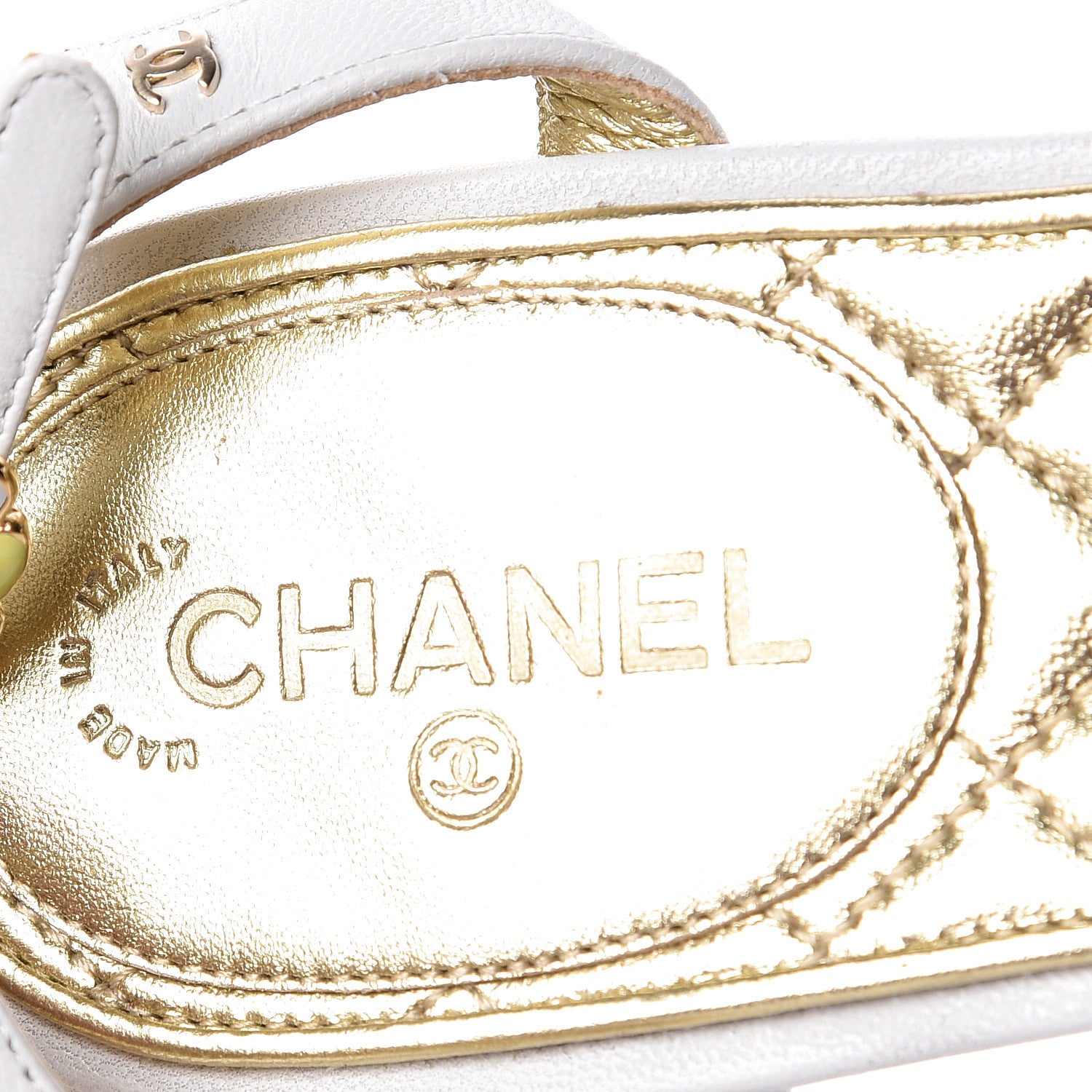 Chanel Lambskin Gripoix Flat Sandals 37 White 7 of 7