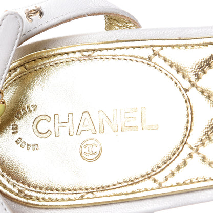 Chanel Lambskin Gripoix Flat Sandals 37 White 7 of 7