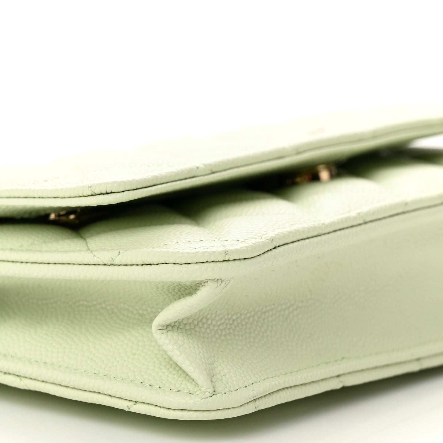 Caviar Quilted Wallet on Chain WOC Light Green