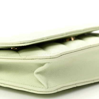 Chanel Caviar Quilted Wallet on Chain WOC Light Green 9 of 12
