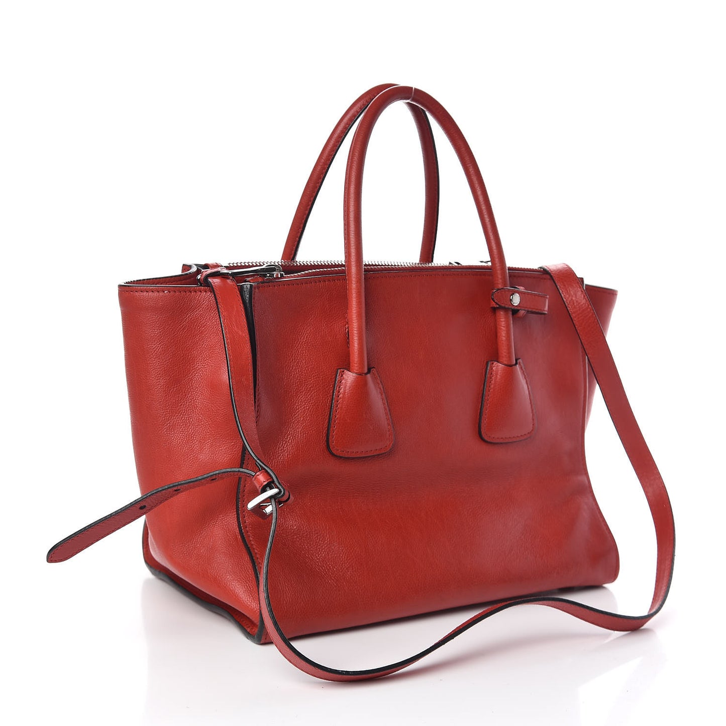Glace Calf Twin Pocket Tote Fuoco