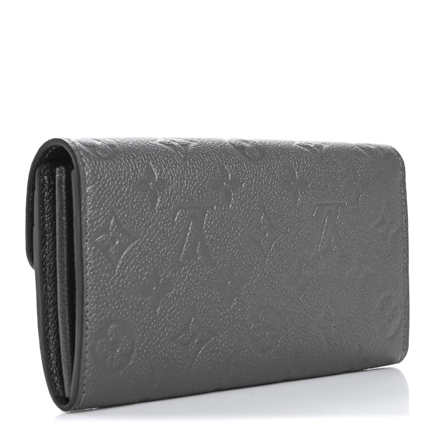 Louis Vuitton Metallic Empreinte Monogram Crystal Flower Sarah Wallet Gun Metal 3 of 9