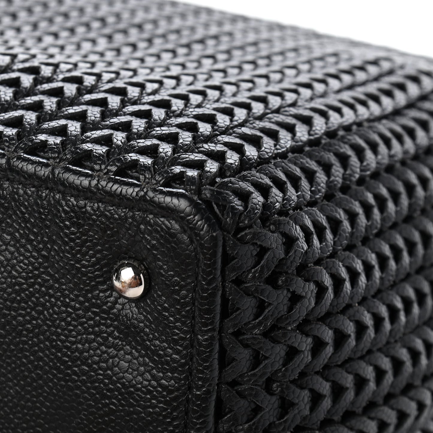 Calfskin Braided CC Tote Black