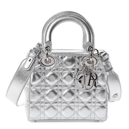 Christian Dior Metallic Grained Calfskin Cannage Small Lucky Badges My Lady Dior Silver 1 of 9