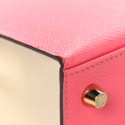 Hermes Epsom Bi-Color Horseshoe Kelly Sellier 25 Rose Azalee Craie 9 of 14