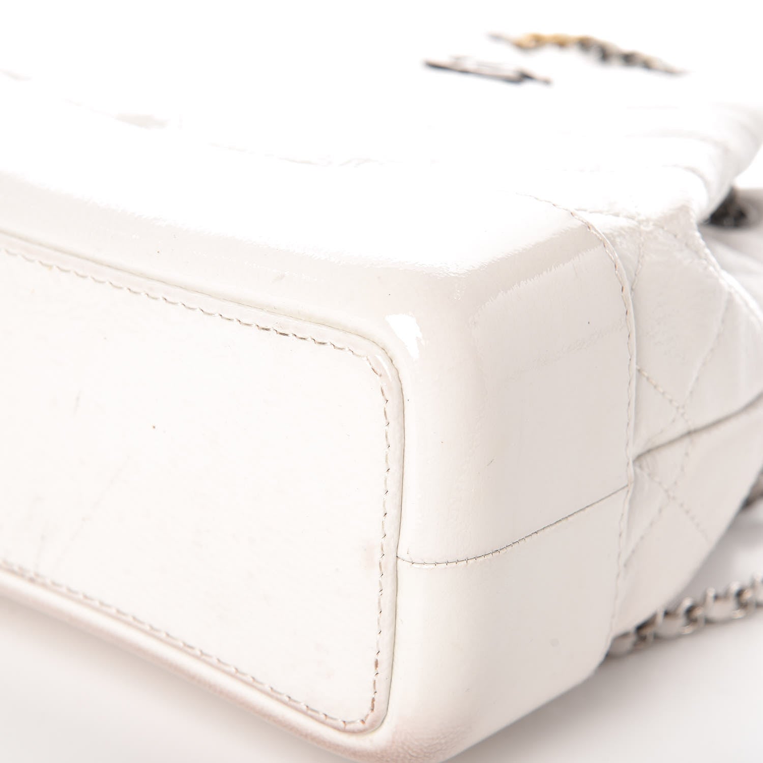Chanel Patent Goatskin Quilted Small Gabrielle Backpack White 6 of 12