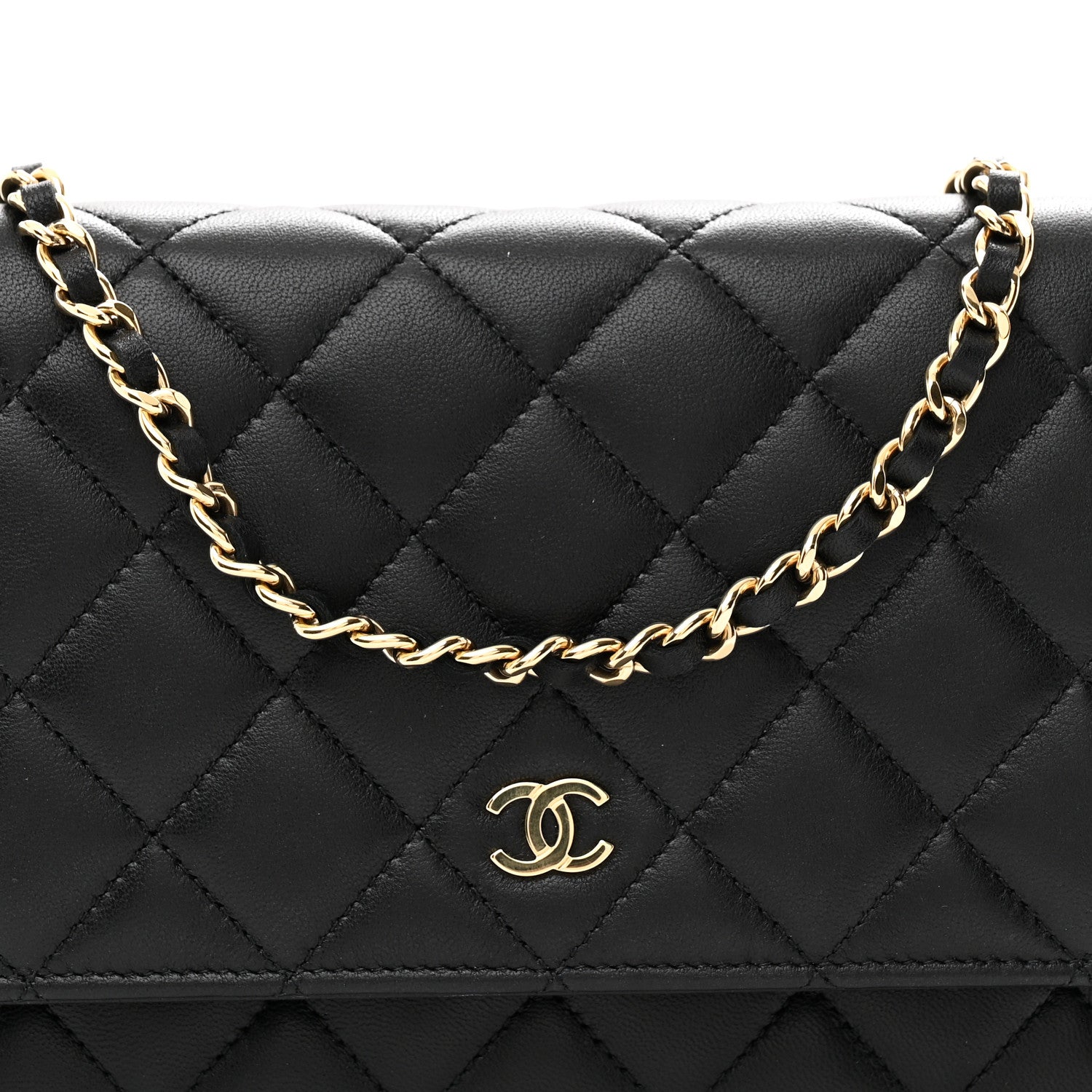 Chanel Lambskin Quilted Wallet On Chain WOC Black 8 of 10