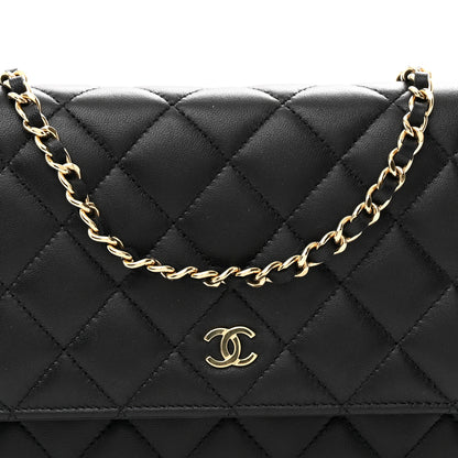 Chanel Lambskin Quilted Wallet On Chain WOC Black 8 of 10