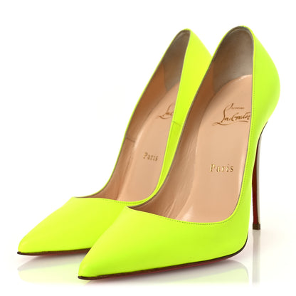 Christian Louboutin Matte Calfskin Jazz Calf Fluo So Kate 120 Pumps 38 Jaune White 4 of 13
