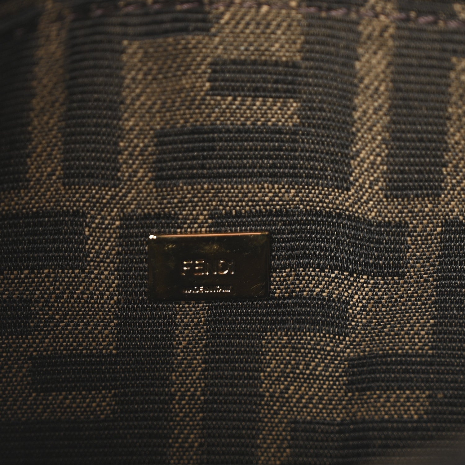 Fendi Fabric Jacquard FF 1974 Mini Baguette Tobacco Moro Black 6 of 11