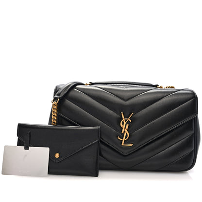 Saint Laurent Lambskin Chevron Quilted Medium Loulou Black 3 of 10