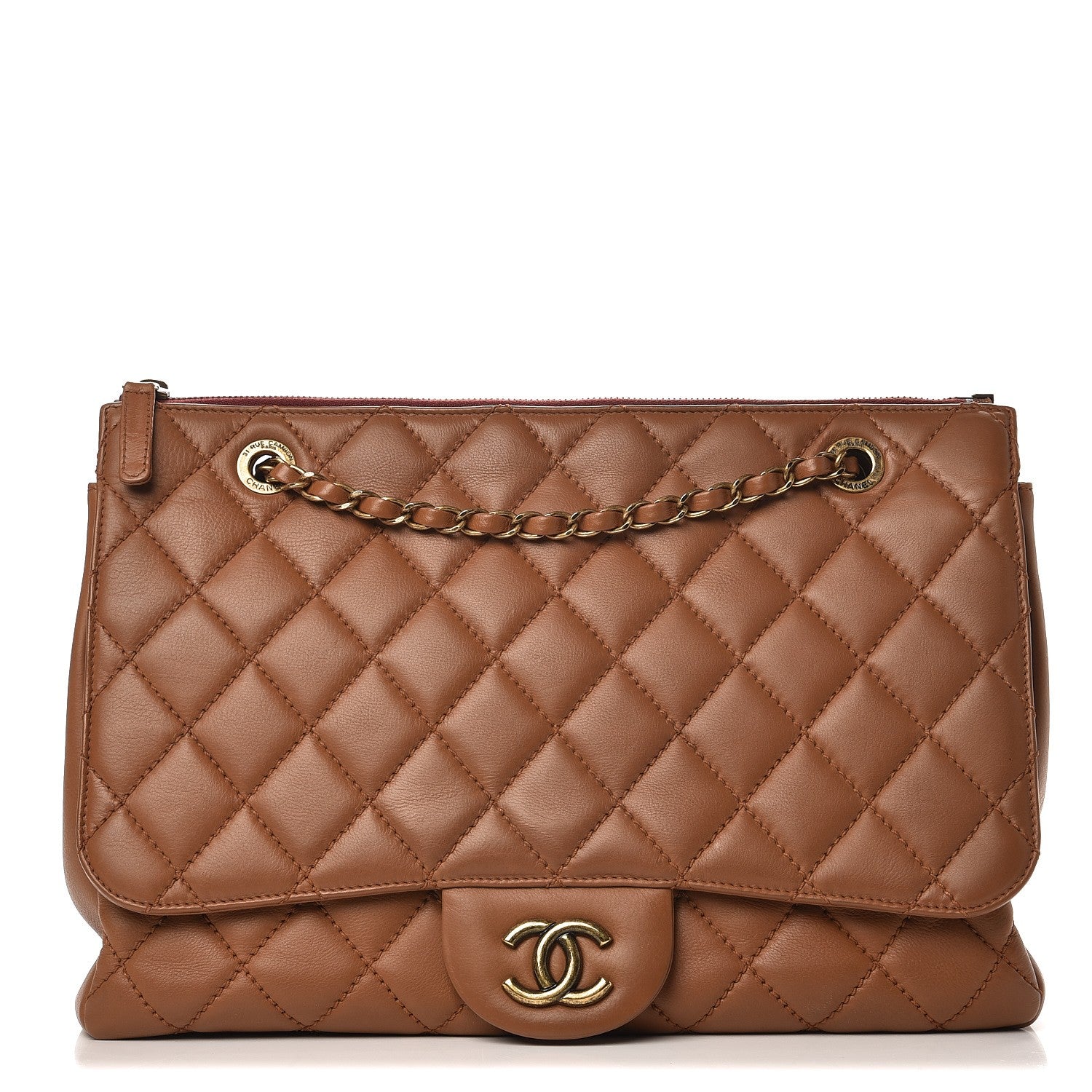 Chanel Lambskin Maxi Blizzard Zip Top Flap Bag Tan 1 of 10