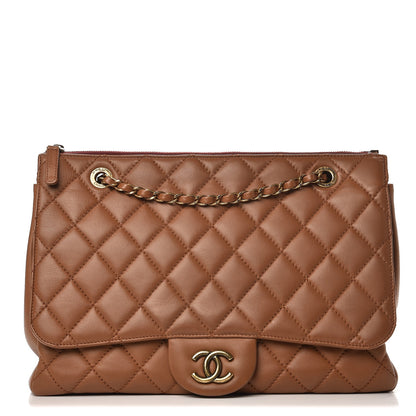 Chanel Lambskin Maxi Blizzard Zip Top Flap Bag Tan 1 of 10
