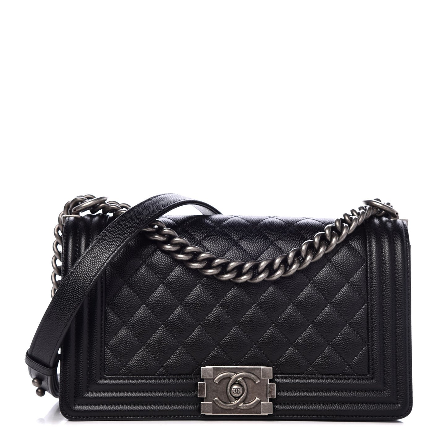 Caviar Quilted Medium Boy Flap Black
