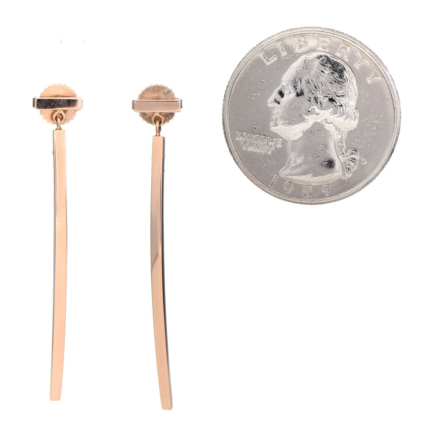 18K Rose Gold T Bar Earrings