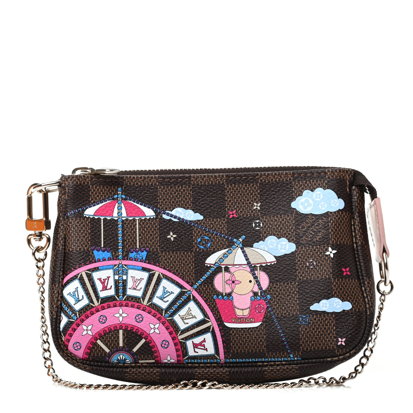 Damier Ebene 2020 Christmas Animation Big Wheel Mini Pochette Accessories Rose Ballerine