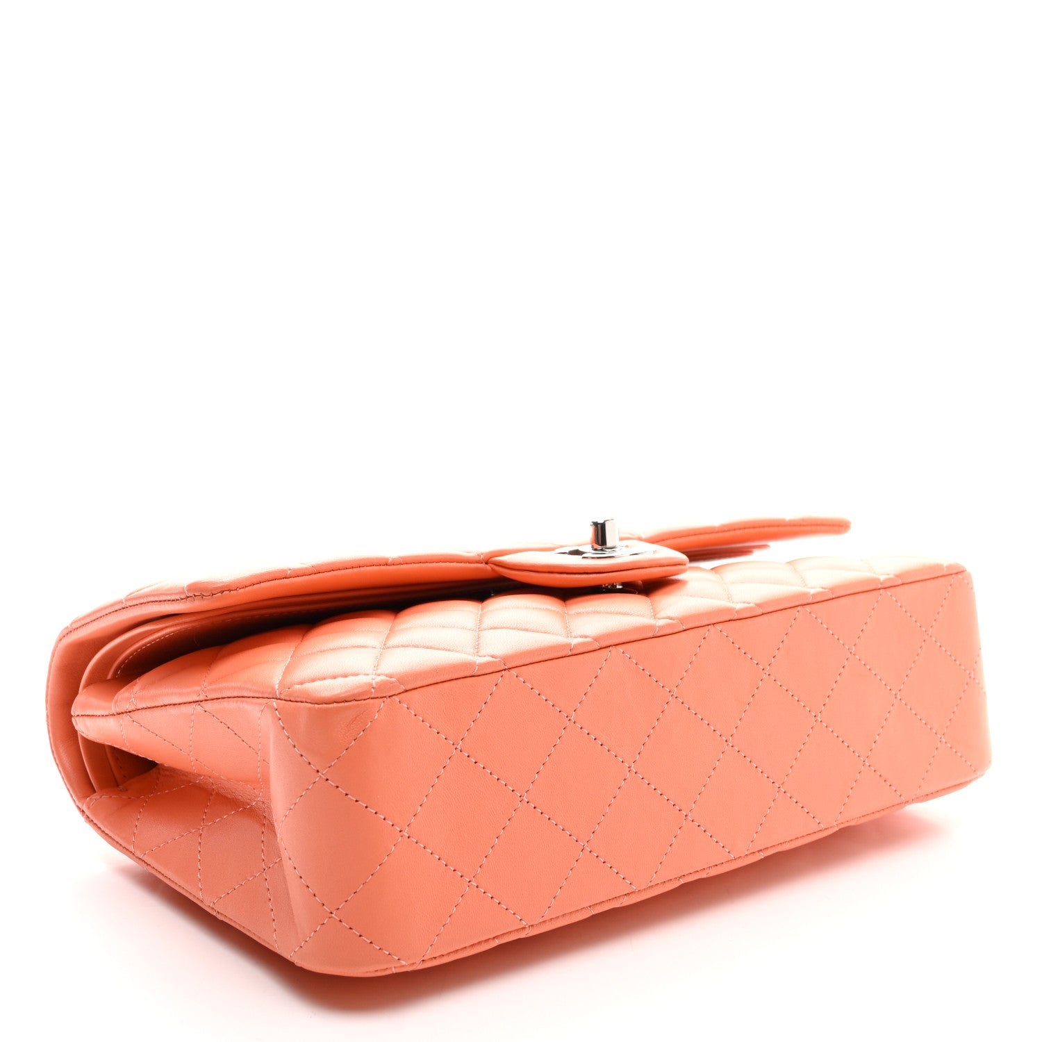 Chanel Lambskin Quilted Medium Double Flap Orange 3 of 9