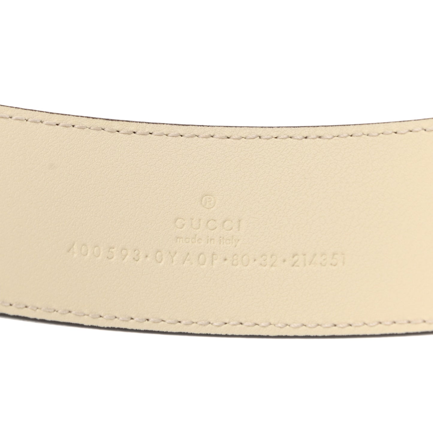 Plutone Calfskin Palladium Double G 40mm Belt 80 32 Mystic White