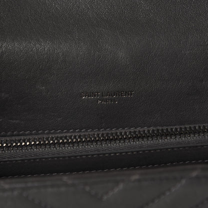 Saint Laurent Sheepskin Matelasse Chevron Monogram Medium College Bag Asphalt 8 of 14